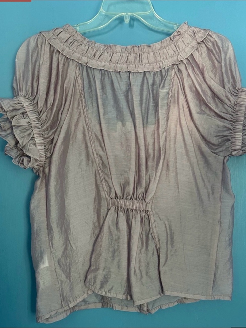 Pilcro Lilac Ruffled Pintuck Button-Front Top - Picture 5 of 5